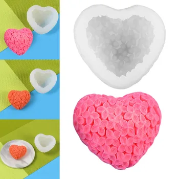 1 PCS Adorável Coração de Silicone Sabão Molde de Flor Rosa DIY Formulário Foadant a fabricação de Sabão em 3D Artesanais de Decoração do Bolo de Moldes de Ferramentas