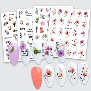 120 Design de Unhas de Flores Coloridas Água 3D Adesivos Decal Padrão de Transferência de Laser Etiqueta Manicure Folha Arte do Prego da Decoração