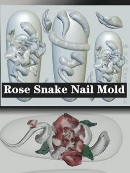 1pc Rose Cobra 3D de Acrílico, Unhas de Molde a Arte do Prego Decorações de Flores de Silicone Estampagem de Placas de Unhas de Produtos de Acessórios de Unhas