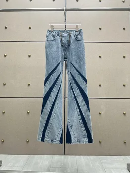 2023 Mulheres New Hit Cor De Longa Calças Jeans Vintage Casual Chic E Elegante De Alta Qualidade Doce Retro Fundos De Pista Designer Calças