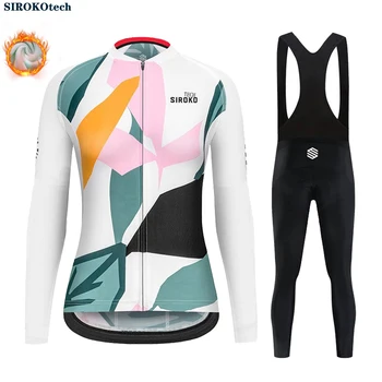 2024 SIROKOtech de Inverno de Manga Longa Jersey Ciclismo roupas de Lã Calor Maillot Novo Ciclismo Mulheres Conjunto de corrida de Montanha de roupas