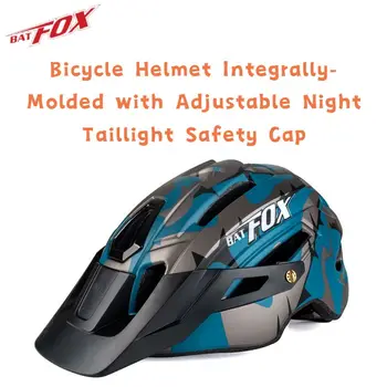 BATFOX Capacete de Bicicleta Integralmente Moldado com Ajustável Noite lanterna traseira Tampa de Segurança para MTB Mountain Bike Equipamento de Ciclismo