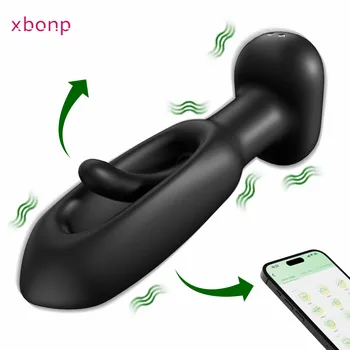 Bluetooth APP Tapinhas Plug Anal Vibrador sem Fio Plug anal Masculino Massageador de Próstata Anal Treinador de Brinquedos Sexuais para Mulheres, Homens, Adultos