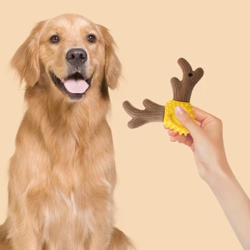 Brinquedo de mastigar Agressivas, Chewer Chifres de Forma Cães Dental Mastigação Brinquedo de Cachorro Dentição Osso de Brinquedo Escova de dentes do animal de Estimação de Abastecimento