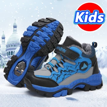 Caminhadas de inverno Sapatos para as Crianças Não-Deslizamento de Exterior Calçado de Crianças Quente Tornozelo Botas de Montanhismo, Trekking, Escalada Sapatos de Desporto de Meninos