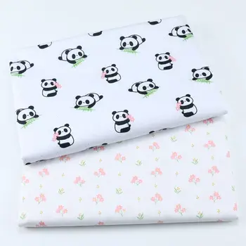 Crianças Pano De Algodão Tecido De Sarja Impresso Panda Algodão Tecido De Camurça Outro Tecido Liso 100% Algodão Pedaço Da Urdidura Do Tecido De Ar Quente Através De