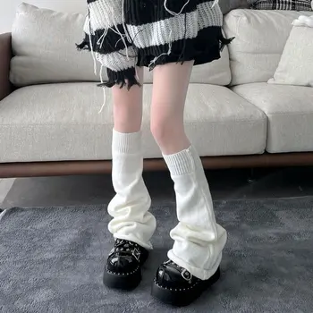 Harajuku Bonito Malha Perna Aquecedores De Japonês Estudante Branco Jk Lolita Kawaii Perna Tampa De Meninas De Moda De Bezerro Polainas
