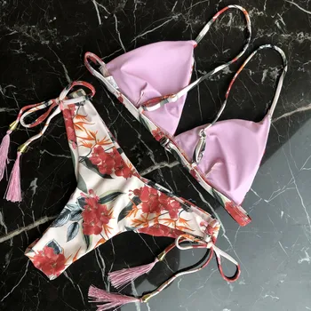Micro Biquini Mulheres Curativo Maiô 2023 Impressão Bikini Swimwear Cintura Baixa Tanga sem encosto trajes de Banho купальники-бікіні