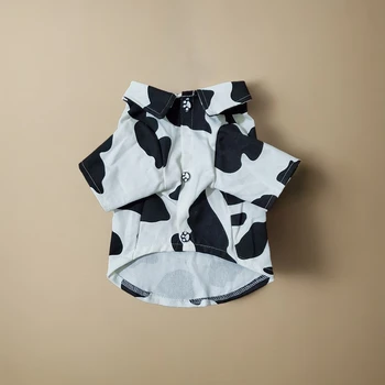 Moda Camisa Jeans Tamanho Médio Cão-Roupas de Cachorro Preto e Branco Casaco de Primavera e Outono Bulldog Pug Yorkshire, Chihuahua