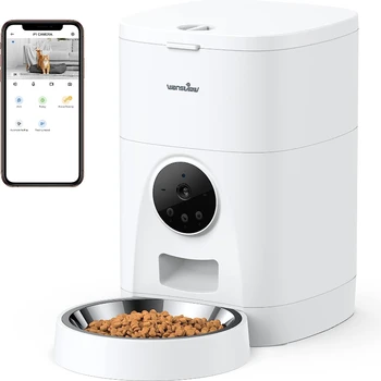 Pet automática Alimentador para Gatos Cães - Wansview 4L Espertos, 2K Câmera Gravação de Vídeo e Áudio de 2 Vias, com a APP e Timer