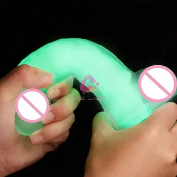 Super Macio Luminosa Pênis Chroma Dildo Os Brinquedos Sexuais Para A Mulher Ventosa Brinquedo Anal Masculino Feminino Masturbação Realista Vibrador
