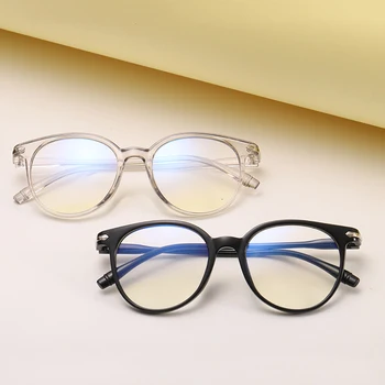 Transparente Computador Óculos De Armação Mulheres Homens Anti Luz Azul Rodada Óculos De Bloqueio De Vidros De Óptica Espetáculo De Óculos